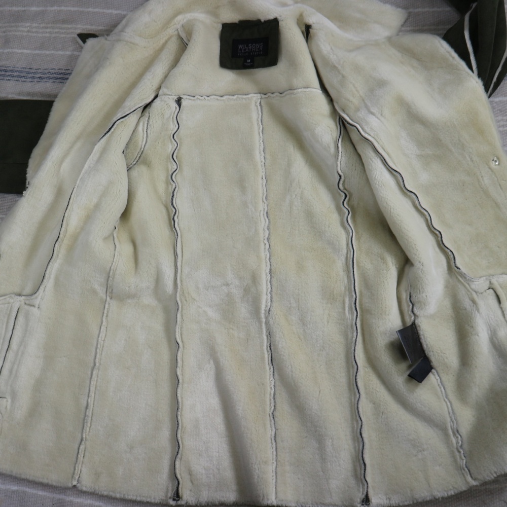 WILSON'S LEATHER Pelle Studio Olive Suede Coat Vtg - Picture 8 of 8